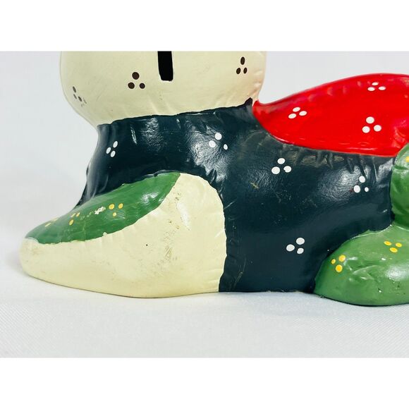 Vtg Enesco Calico Patchwork Cat Bank Footprints - Picture 8 of 9